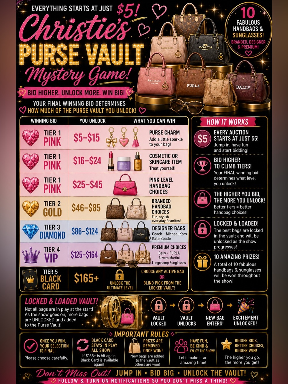 Christie’s Purse Vault Game - Live Show